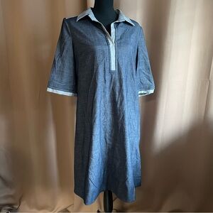 goat Womens UK 12 US 8 Navy Blue Collared Denim Style Short Sleeve Pockets Mod